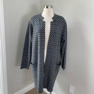 Tahari Womens Plus 2X Chevron Open Front Cardigan Jacket Pockets Coatigan